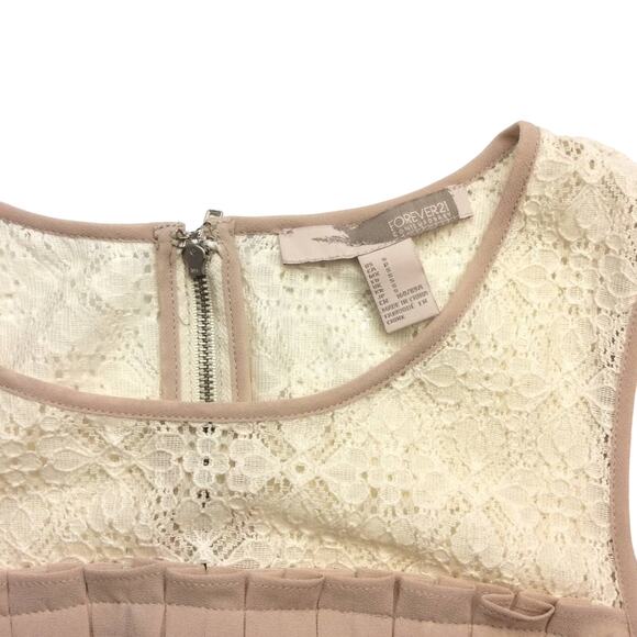 FOREVER 21 | Blush/Cream Lace Pleated Dress Small - Picture 3 of 8